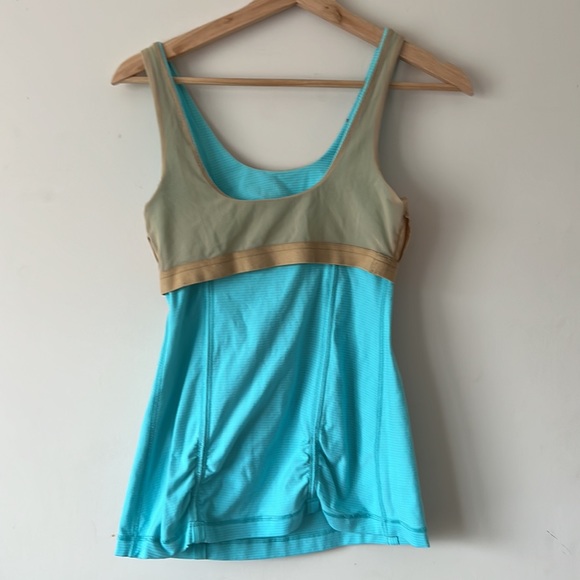 Lululemon blue/teal striped tank top Size 6. - Picture 7 of 10